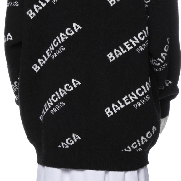 100% Authentic BALENCIAGA Virgin Wool Graphic Print Sweater - Picture 4 of 12